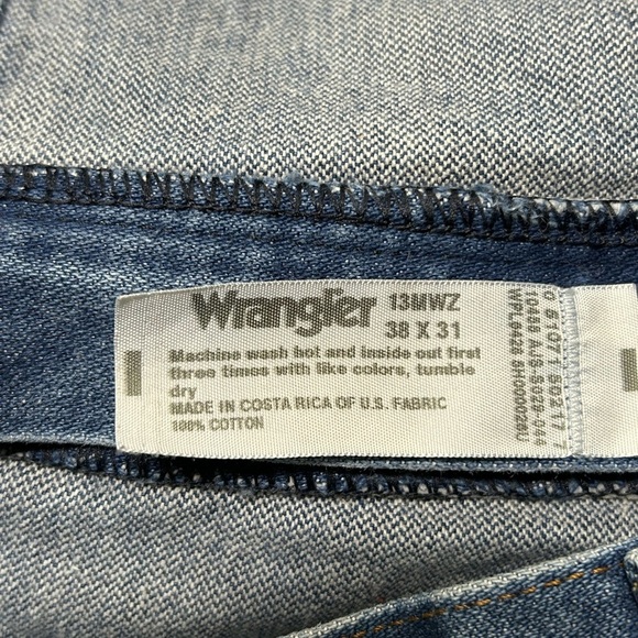 Wrangler Jeans Mens 38x29 Blue Medium Wash Straight Leg Cowboy 13MWZ - Picture 3 of 5